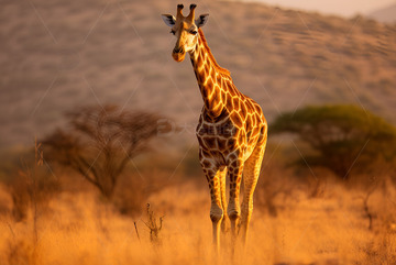 行走在草原里的长颈鹿