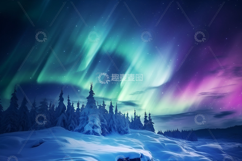 高清大图下载【趣麦麦图】北极光自然风景