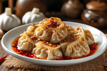 红油水饺摄影图1