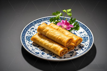 中国美食炸春卷摄影图