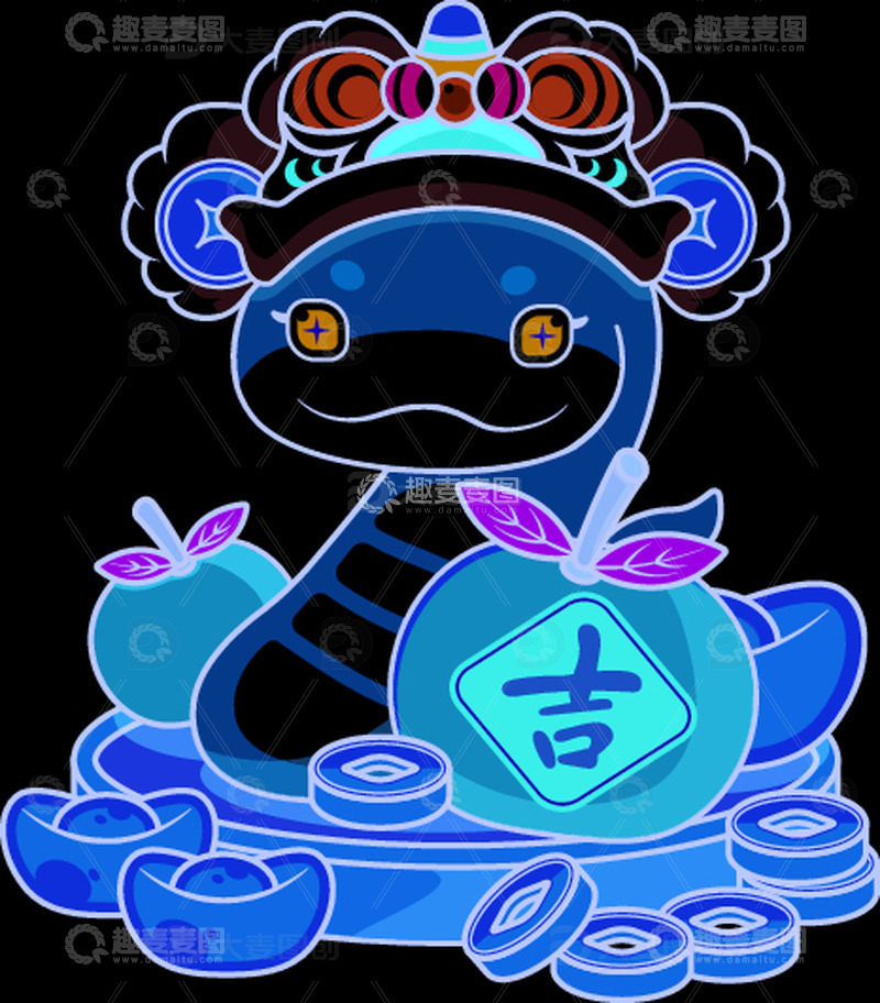 新年大吉金蛇形象插画元素