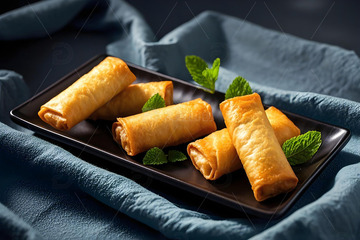 中华美食炸春卷摄 影