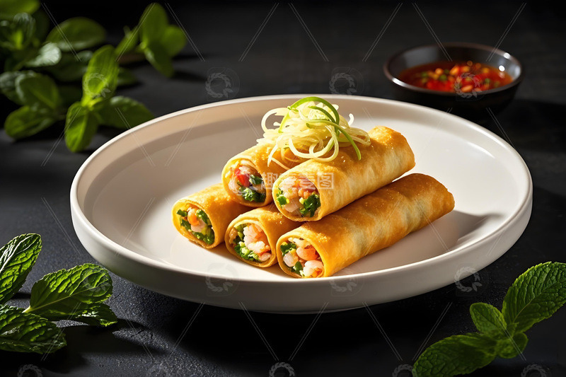 高清大图下载【趣麦麦图】中华美食炸春卷摄影3