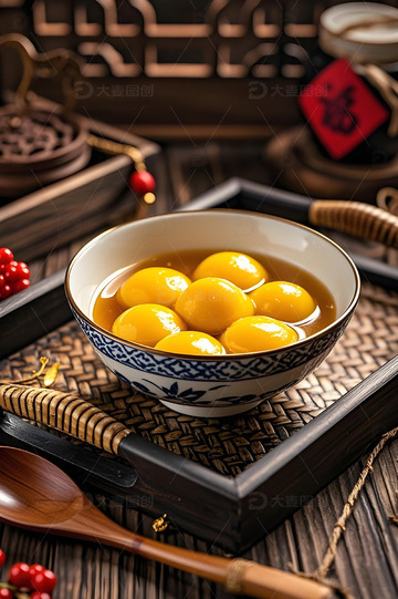 大黄米汤圆美食摄影图