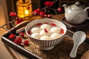 枸杞汤圆摄影图