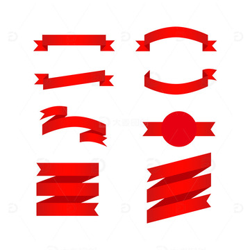 红色渐变飘带标题边框