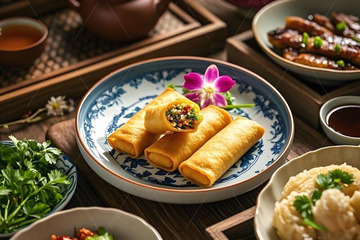 中国美食炸春卷摄影图1