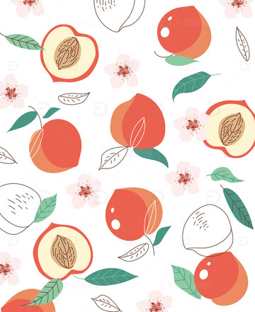桃子水果类水蜜桃插画背景