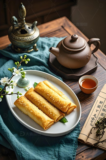 中华美食炸春卷摄影2