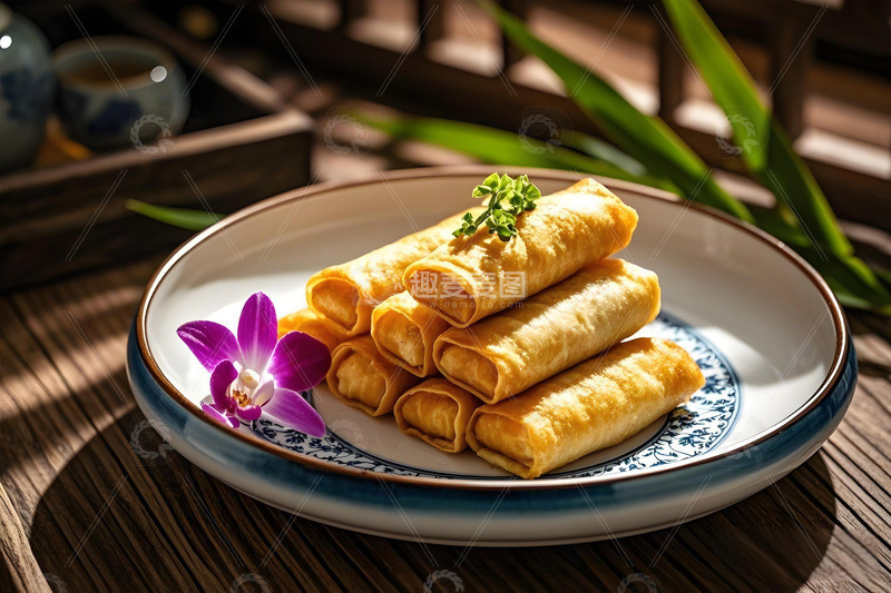 高清大图下载【趣麦麦图】中国美食炸春卷摄影图2