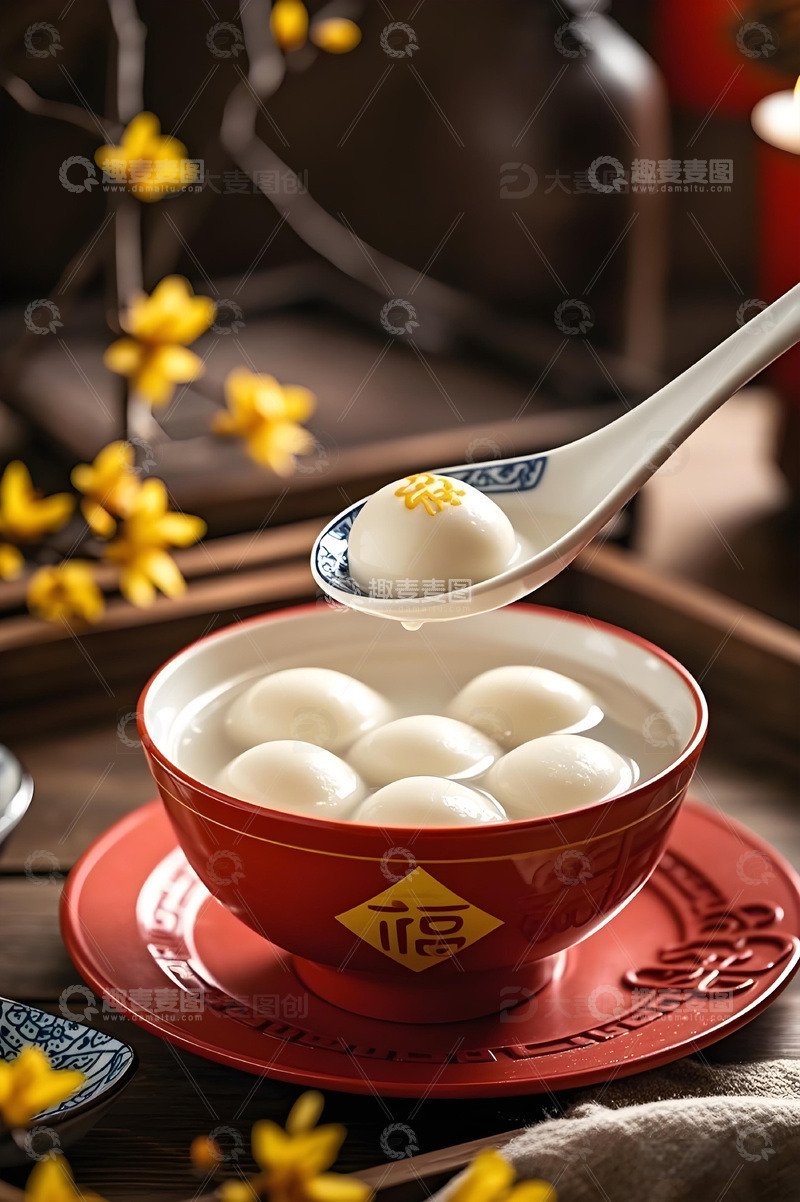 高清大图下载【趣麦麦图】桂花汤圆摄影图