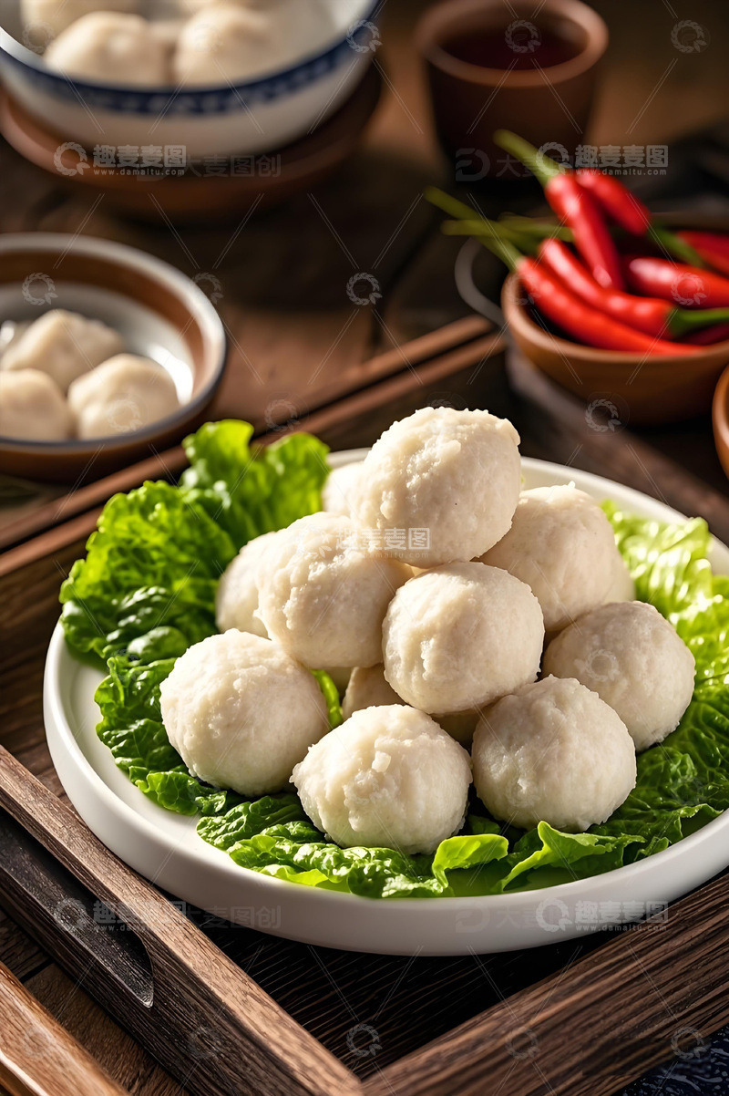 高清大图下载【趣麦麦图】火锅食材之鱼丸