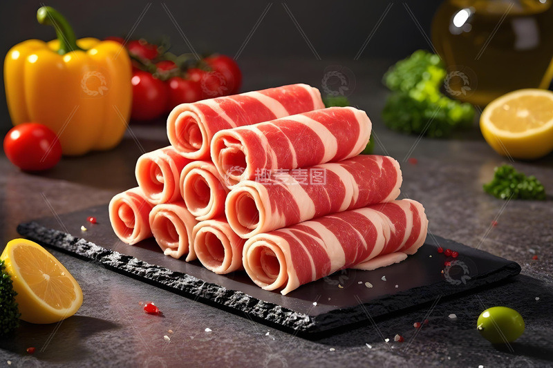 高清大图下载【趣麦麦图】火锅食材之肥牛卷1