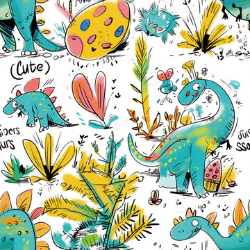 家纺花纹图案可爱恐龙设计图