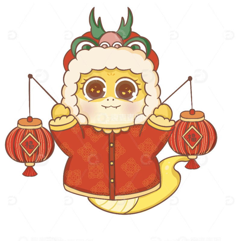 春节新年蛇年背景元素插画