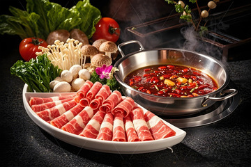 火锅与火锅分材组合摄影