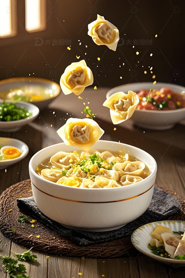 馄饨云吞广告摄影图