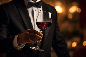 拿着红酒杯的男士