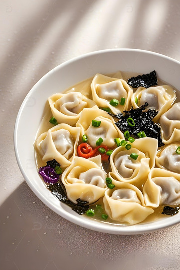 紫菜馄饨特写美食摄影