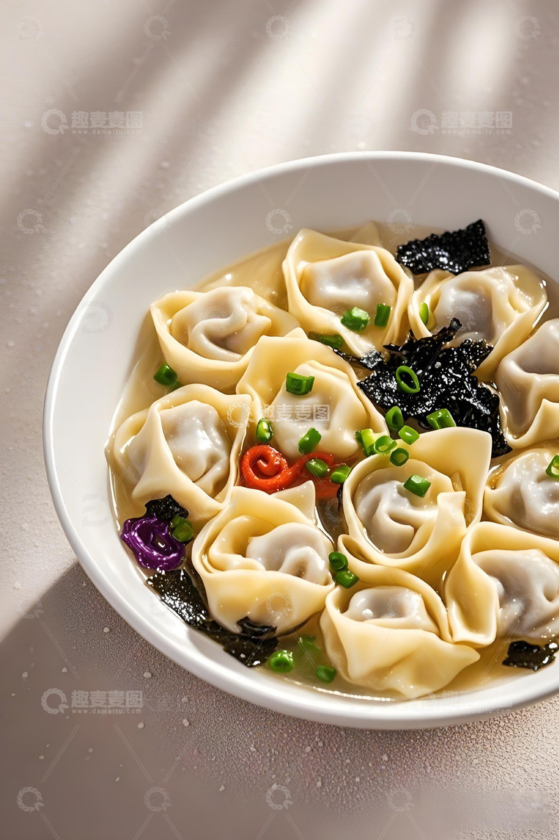 高清大图下载【趣麦麦图】紫菜馄饨特写美食摄影