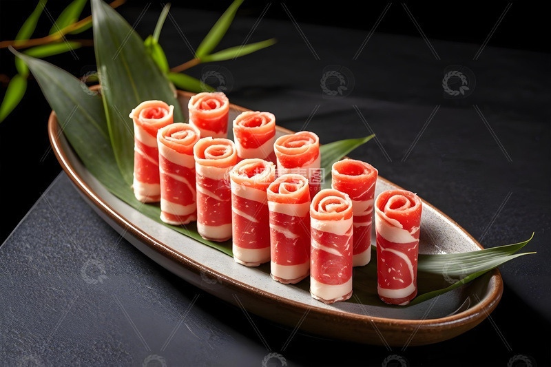 高清大图下载【趣麦麦图】火锅食材之羊肉卷1