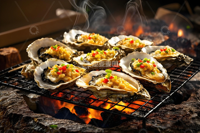源文件下载【趣麦麦图】烧烤美食烤生蚝摄影图1