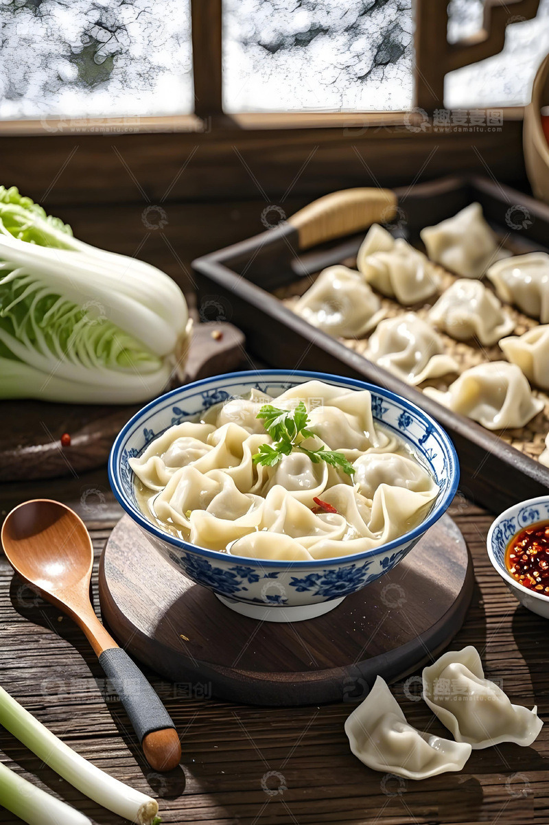 高清大图下载【趣麦麦图】一碗清汤馄饨摄影图1