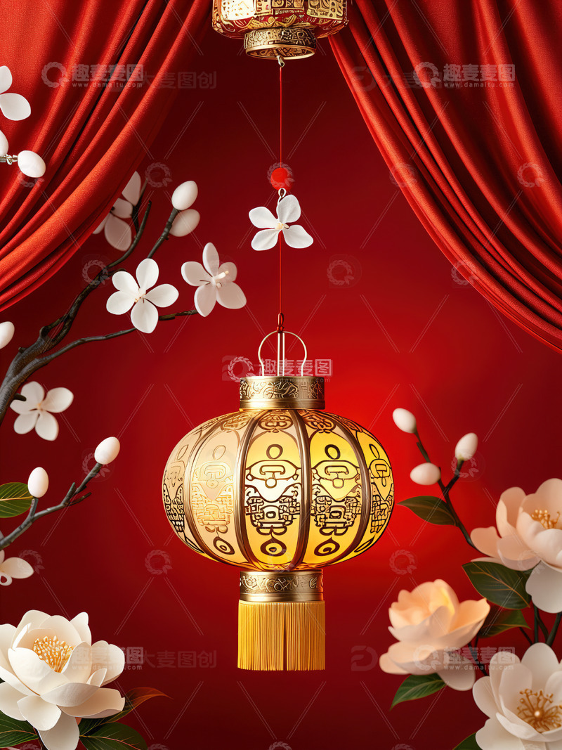 高清大图下载【趣麦麦图】中国风红色喜庆新年背景23
