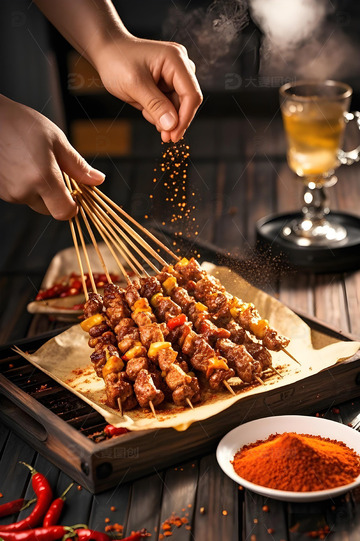 烧烤撸串美食摄影图1