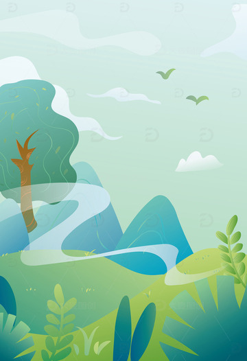 春天踏青立春露营插画海报背景1