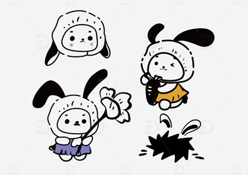 可爱卡通兔子胡萝卜印花图案元素2