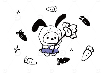 可爱卡通兔子胡萝卜印花图案元素1