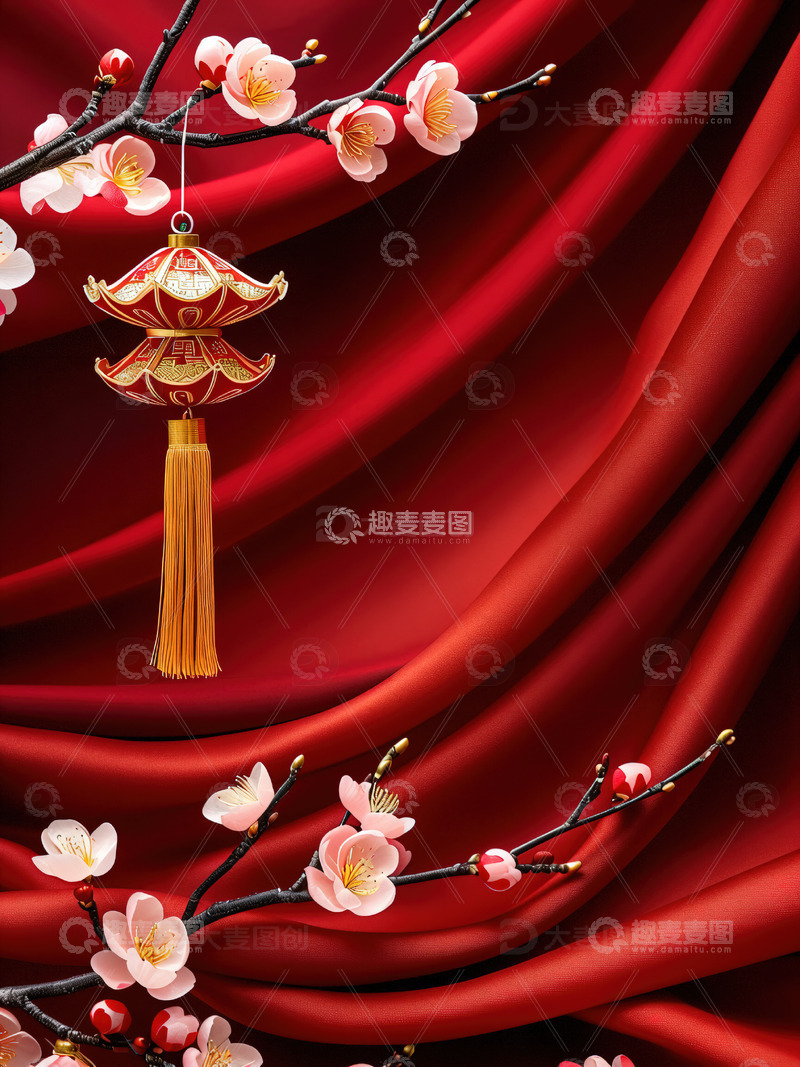 高清大图下载【趣麦麦图】中国风红色喜庆新年背景19