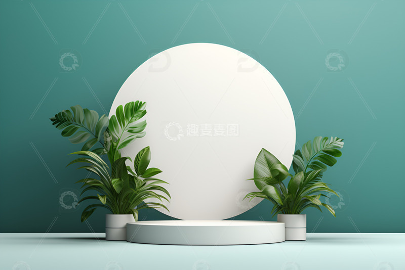 高清大图下载【趣麦麦图】电商绿色盆栽平台背景