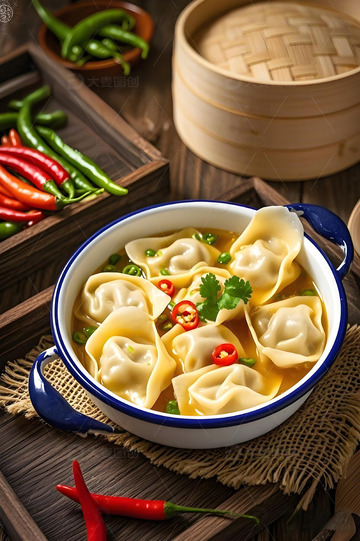 高汤米辣馄饨摄影