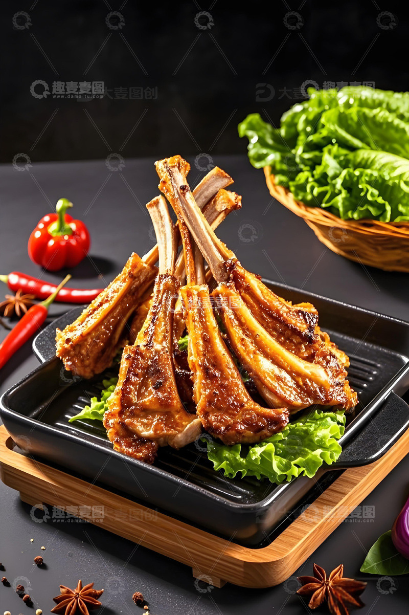 高清大图下载【趣麦麦图】美食摄影之烤羊排1