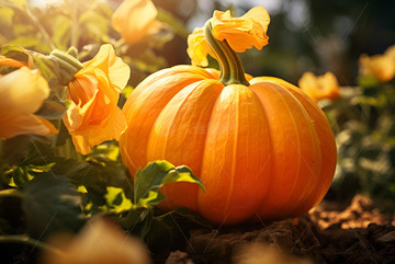 地里的新鲜南瓜