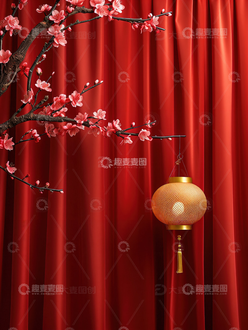 高清大图下载【趣麦麦图】中国风红色喜庆新年背景31