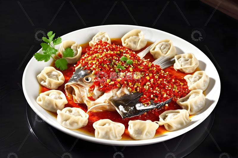 高清大图下载【趣麦麦图】剁椒鱼头蒸馄饨摄影图