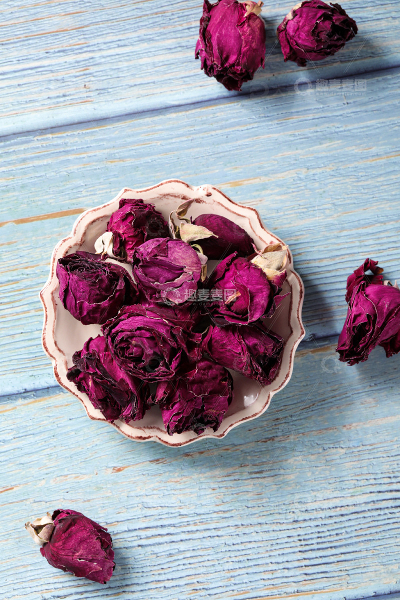 高清大图下载【趣麦麦图】墨红玫瑰花茶1