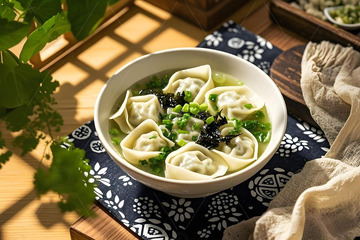 荠菜馄饨美食摄影图1