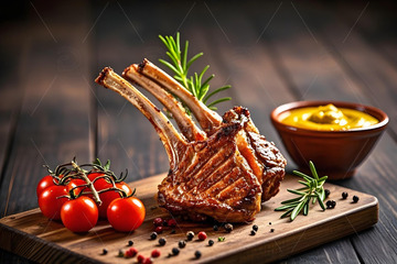 烤羊排美食摄影图