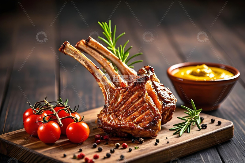 高清大图下载【趣麦麦图】烤羊排美食摄影图