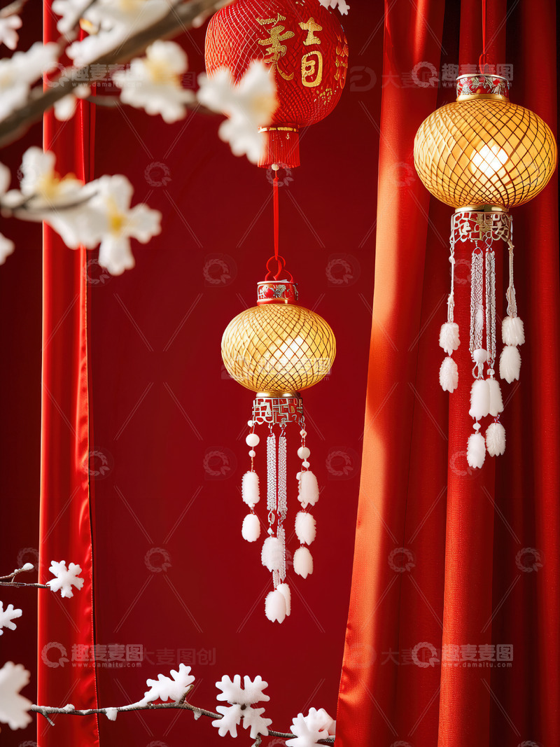 高清大图下载【趣麦麦图】中国风红色喜庆新年背景35