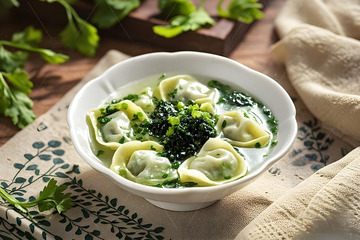 荠菜馄饨美食摄影图