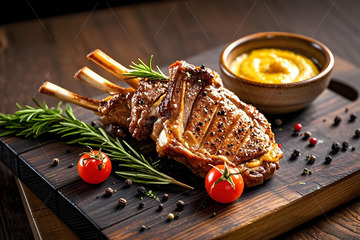 烤羊排美食摄影图5