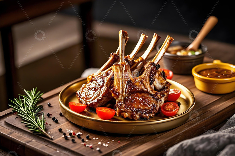 高清大图下载【趣麦麦图】烤羊排美食摄影图1