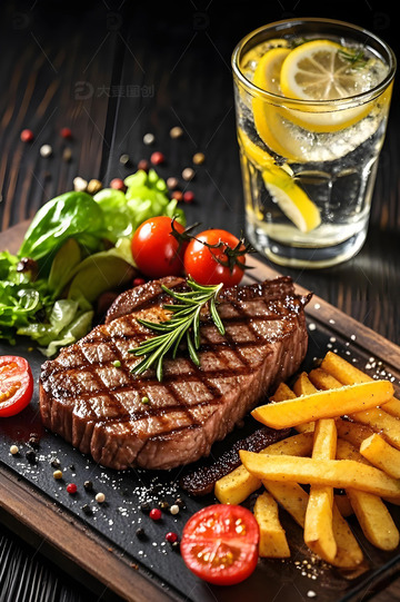 美食广告牛排摄影图