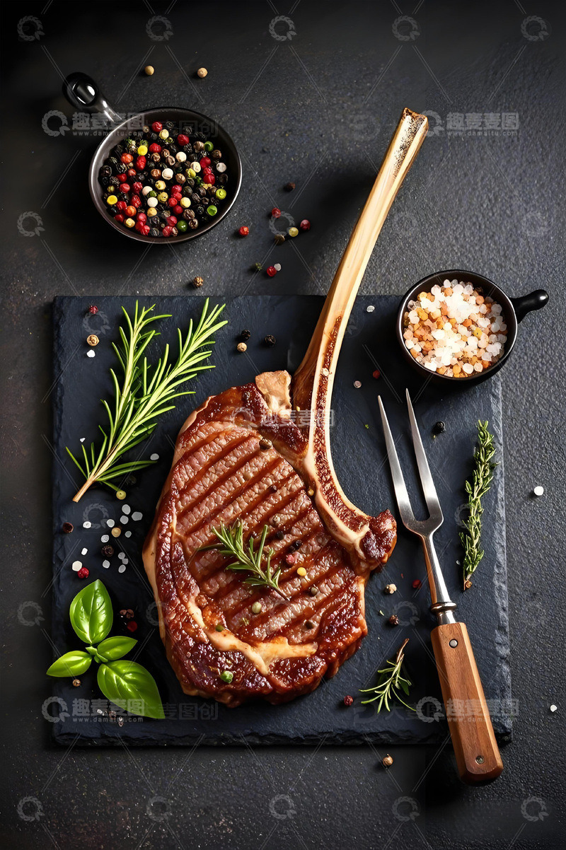 高清大图下载【趣麦麦图】带骨肉眼牛排摄影