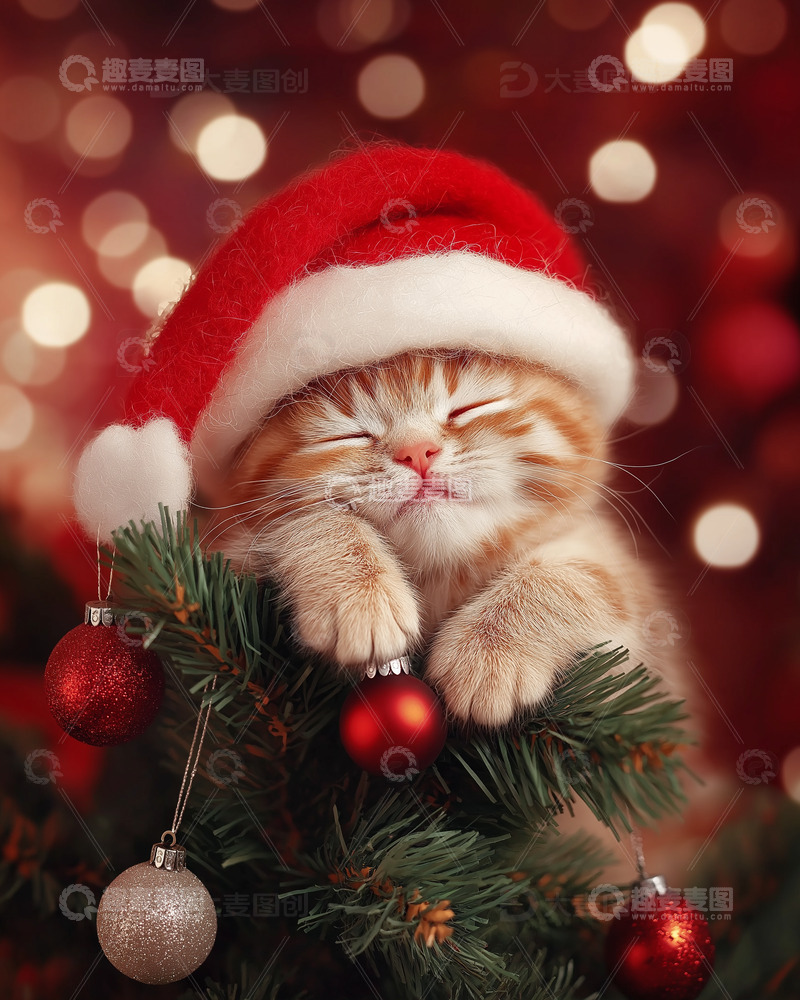 高清大图下载【趣麦麦图】可爱猫咪圣诞摄影